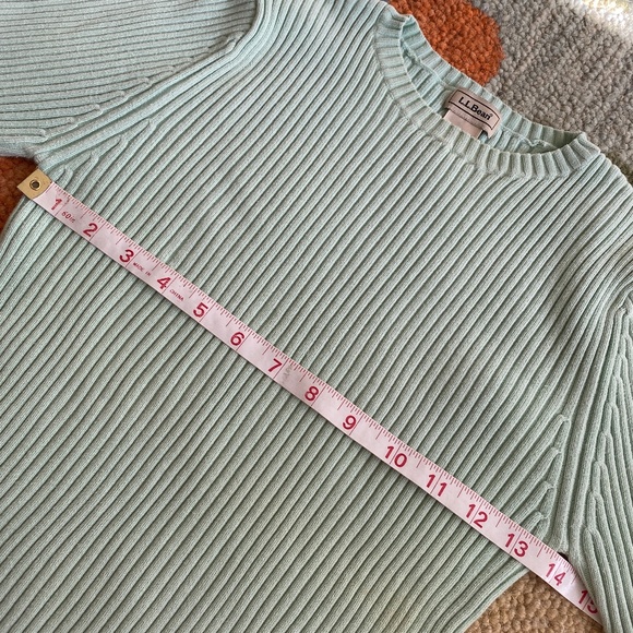 L.L. Bean I Light Mint Green Pastel Ribbed Crewneck Pullover - Picture 4 of 12